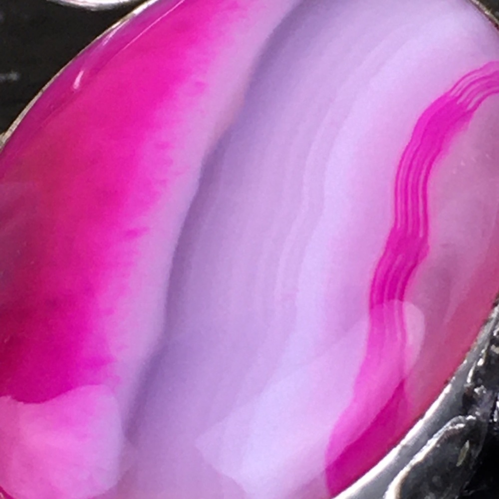 New Pink Botswana Agate Stone Hook Dangle Silver … - image 3